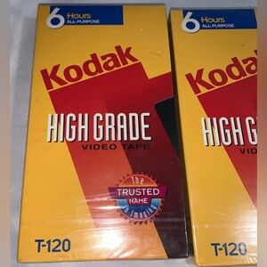 3 New In Package T-120 High Grade Blank Kodak VHS Video Tapes
